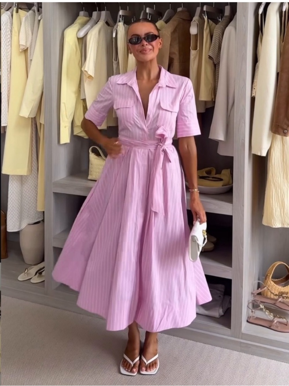 Zara Poplin Shirt Dress ZW Collection Pink Large (NWT)